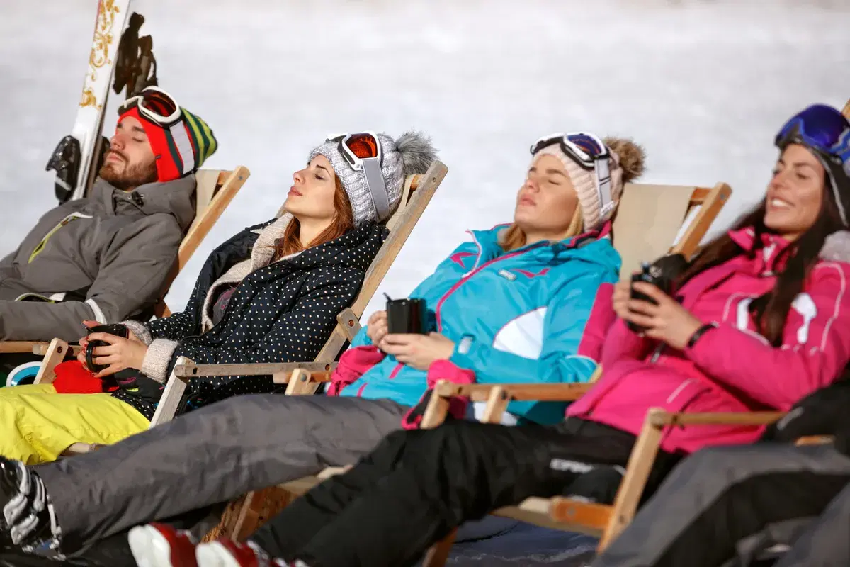 Friends Enjoying the Sun and Snow