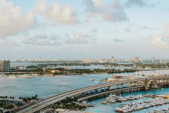 Yacht on Biscayne Bay in Miami